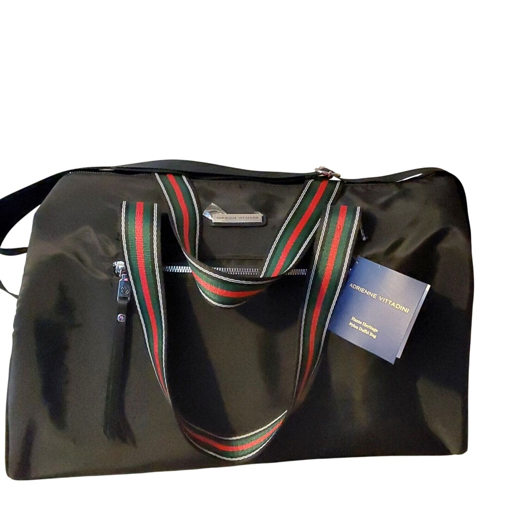 NWT Adrienne Vittadini  Black Haute Heritage Zip Fully Lined Duffel Bag msrp$360